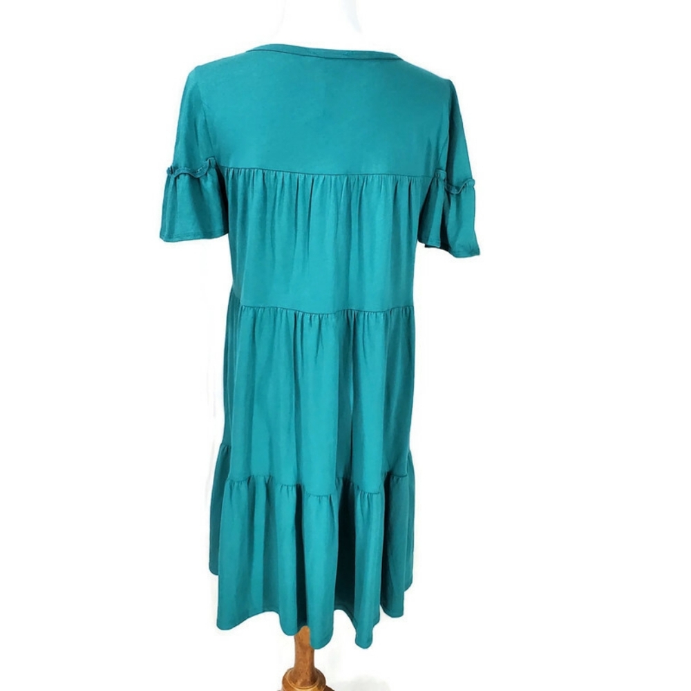 NWT J.Crew Broken-in Jersey Tiered Cotton Summer Mini Dress Green Color Size S - Picture 8 of 14